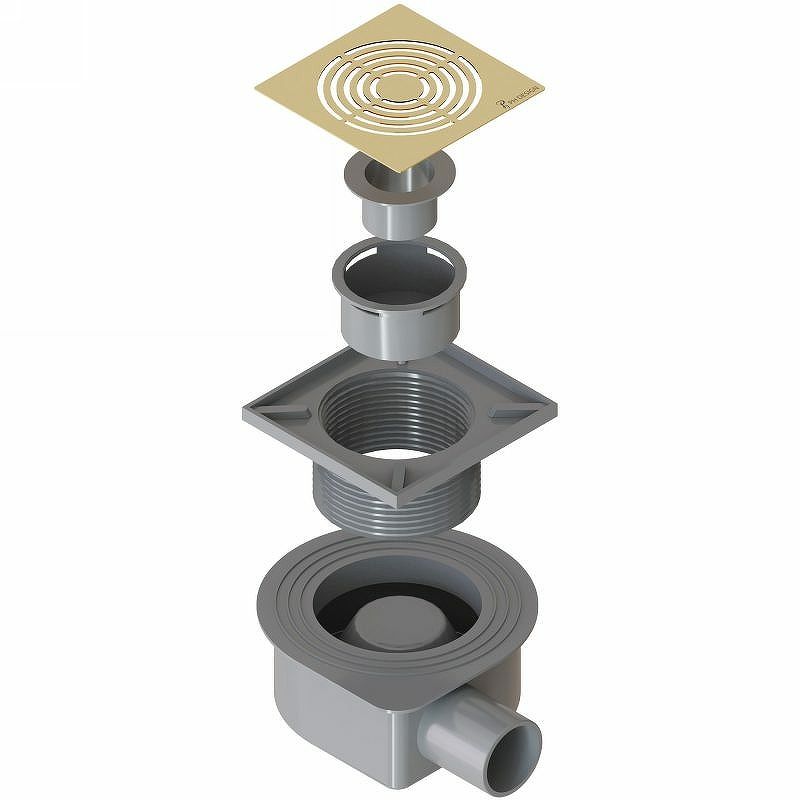 Душевой трап SMART DESIGN 15x15 cm, нерж.сталь ЗОЛОТО   DS 015 20 D2 S04
