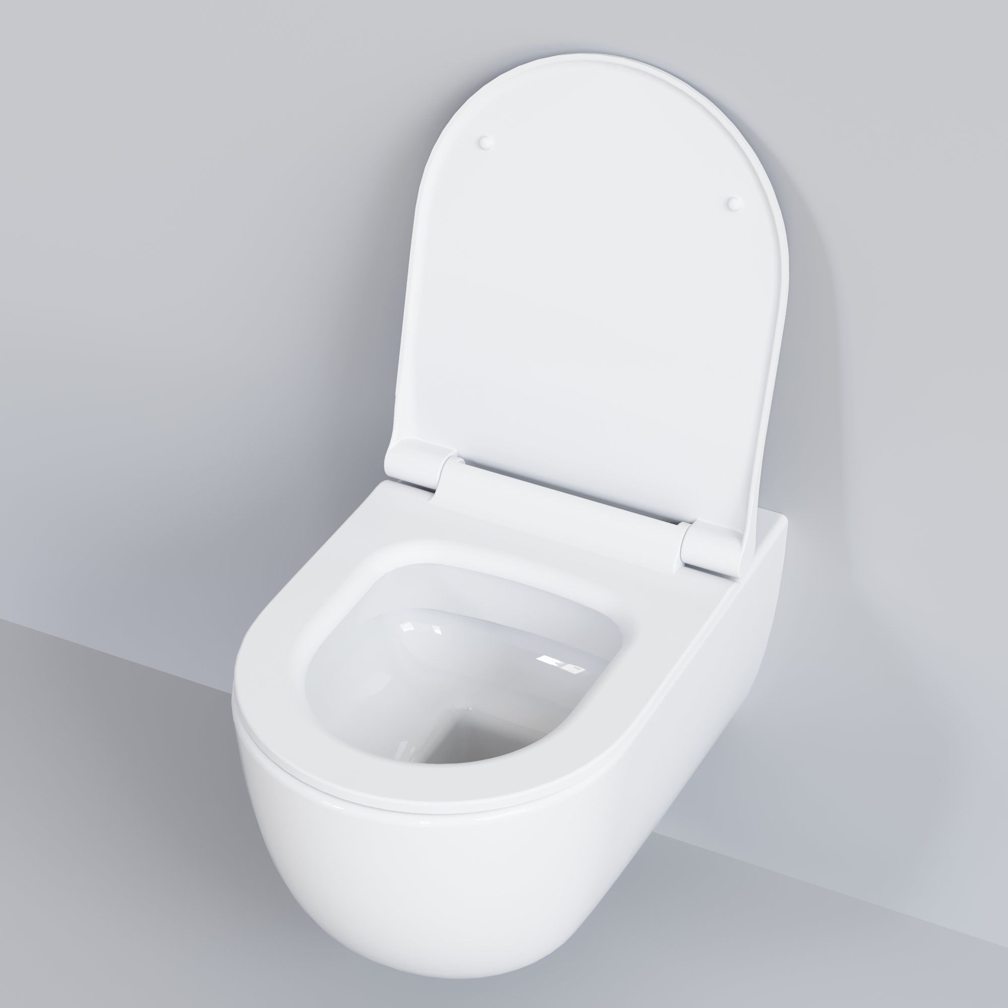 Унитаз Abner 103T20001R (545*360*330) БЕЛЫЙ подвесной БЕЗОБОДКОВЫЙ с тонкой крышкой, 2 места