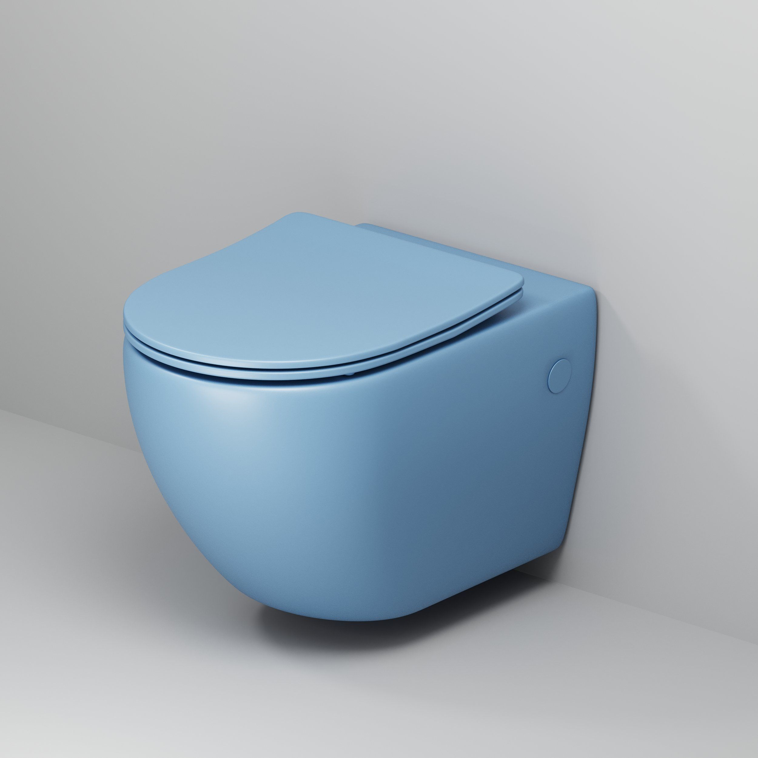 Унитаз GR-4411BSMS Color (550*365*395) ГОЛУБОЙ МАТОВЫЙ подвесной БЕЗОБОДКОВЫЙ