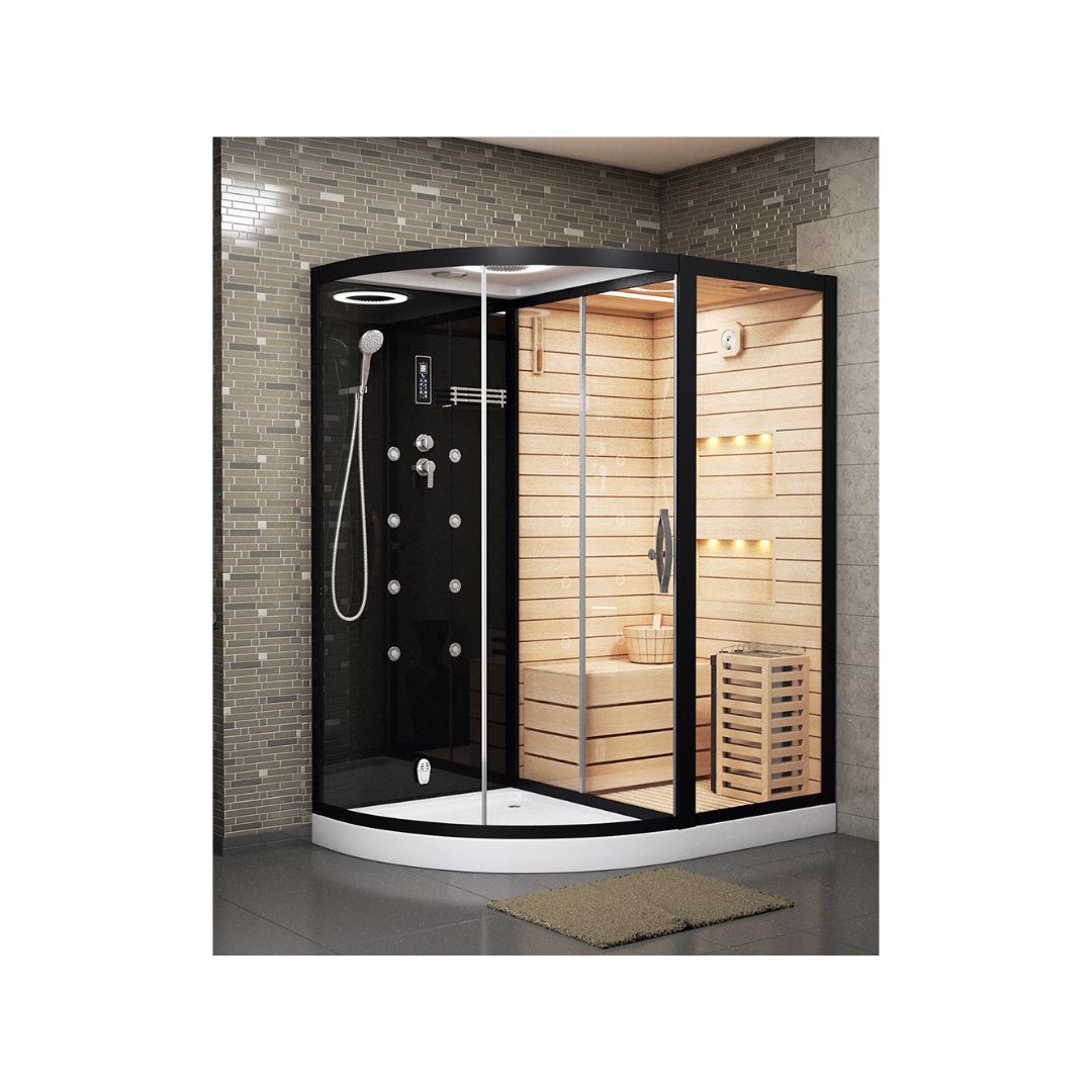 Сауна LUGANO Nero-R Black комбинированная 2в1 Ceruttispa 1800x1100x2230