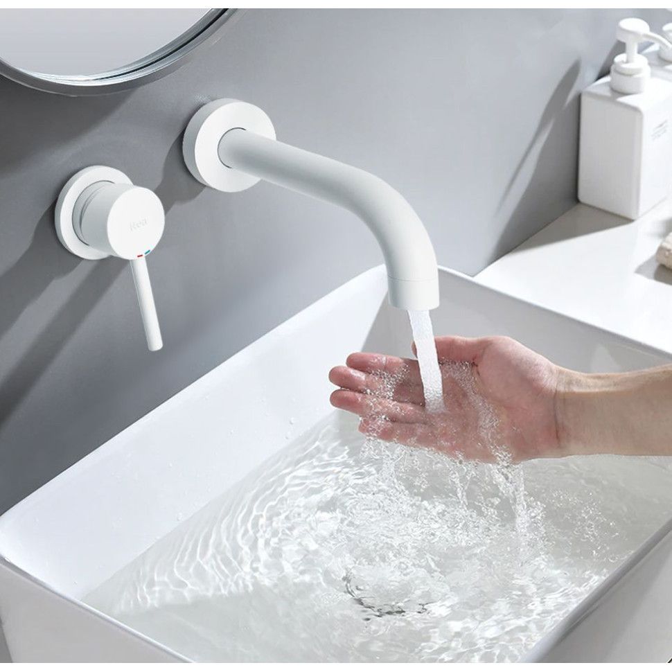 Смеситель для раковины срытого монтажа REA LUNGO WHITE + BOX