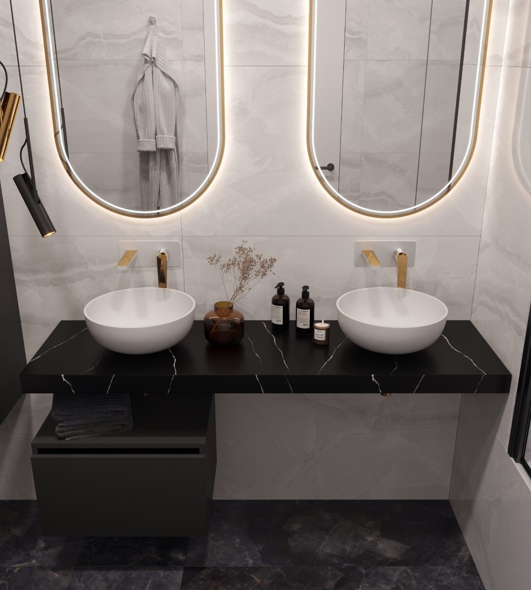 869-160-NM Boheme Столешница прямая FLAT NERO MARQUINA 1610*460*70