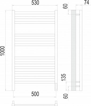 Электрический полотенцесушитель TERMINUS Ното П12 500х1000 (sensor quick touch)