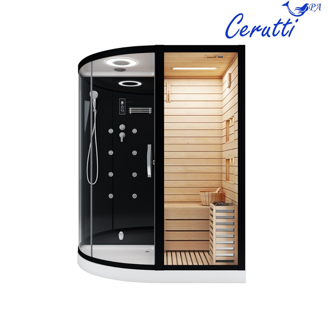 Сауна LUGANO Nero-R Black комбинированная 2в1 Ceruttispa 1800x1100x2230