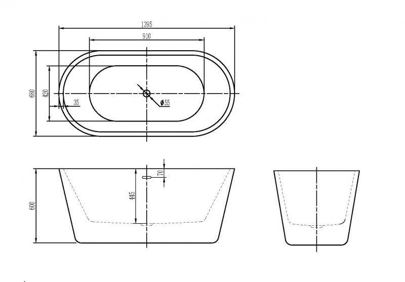 Акриловая ванна BELBAGNO BB404-1500-800