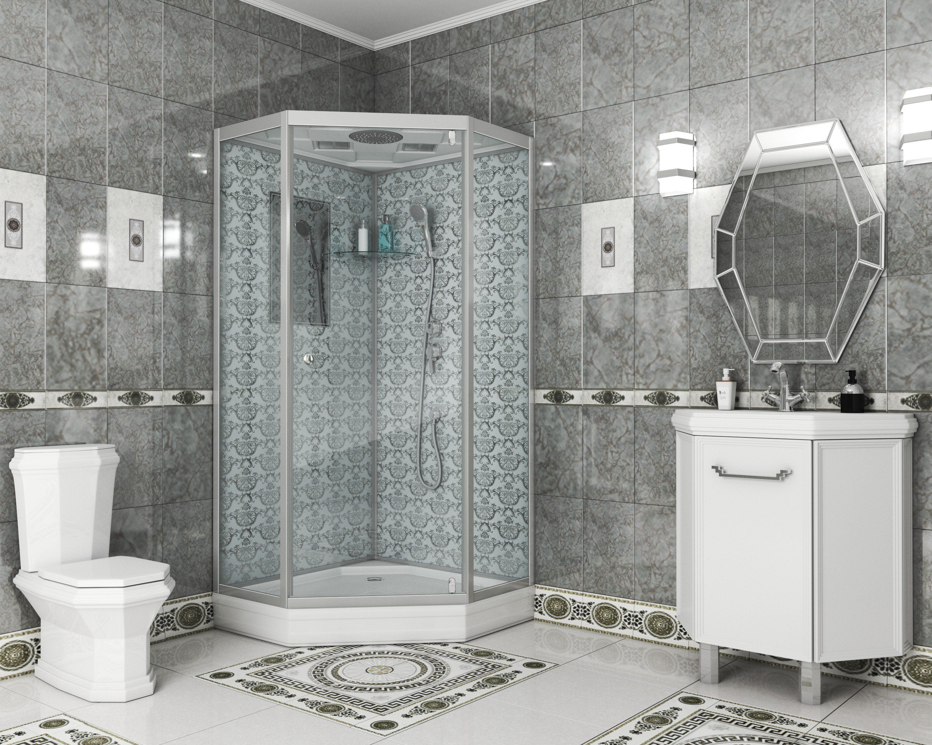 Душ.каб. NG-7702DW (1000x1000х2100) низкий поддон (15см) стенки БЕЛЫЕ 3 места