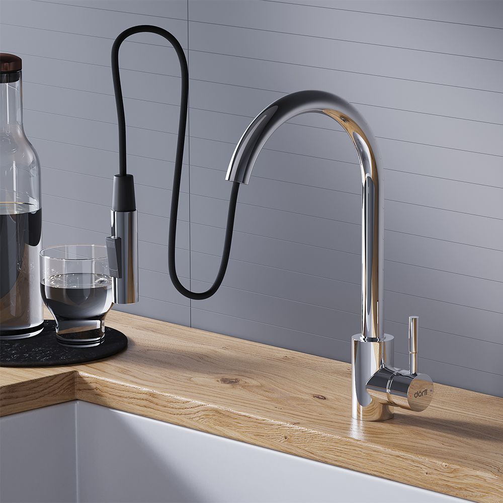 D3007500 Logic кухонный смеситель вытягивающимся изливом Logic, хром