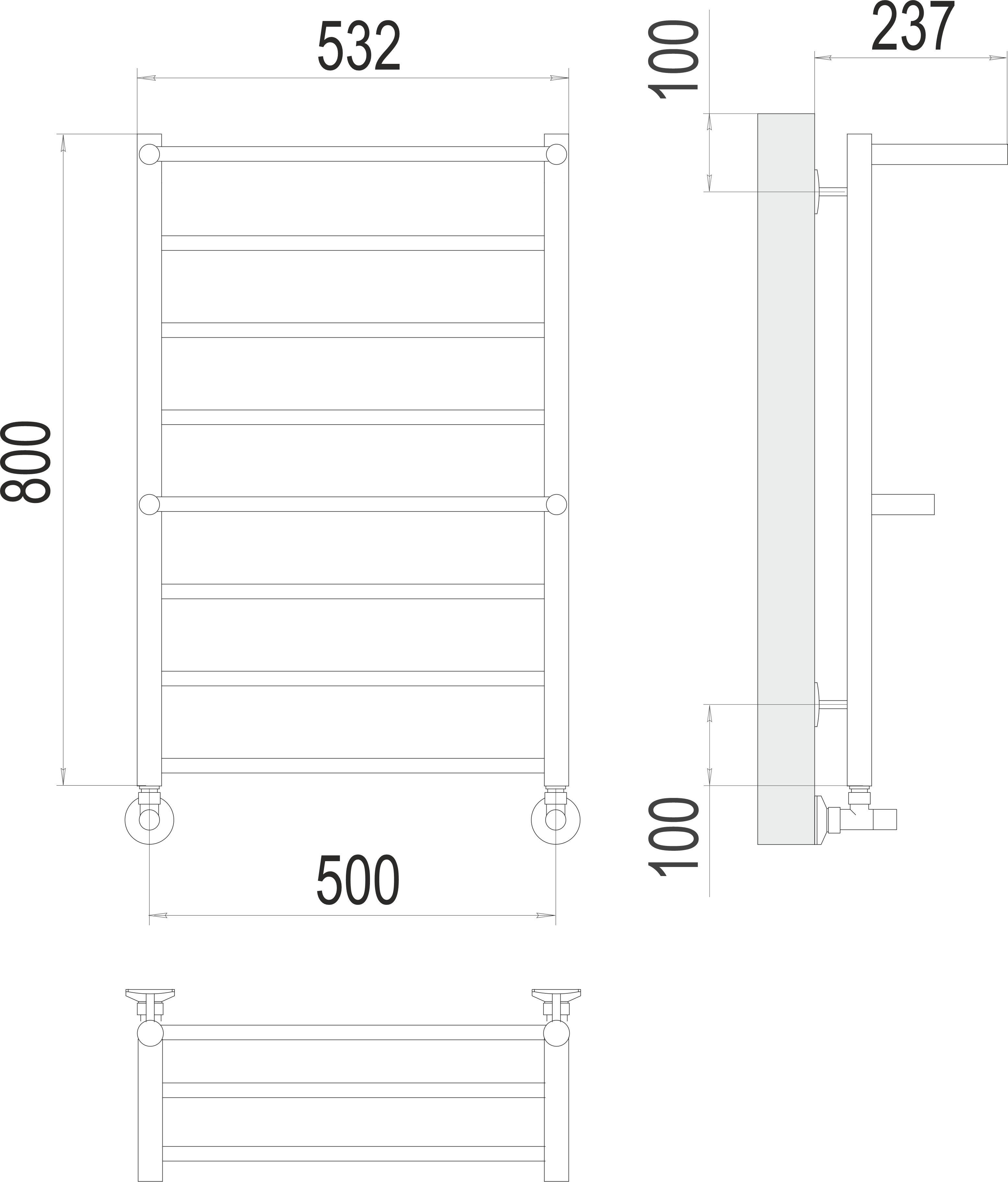 Анкона П8 500х800 Полотенцесушитель TERMINUS