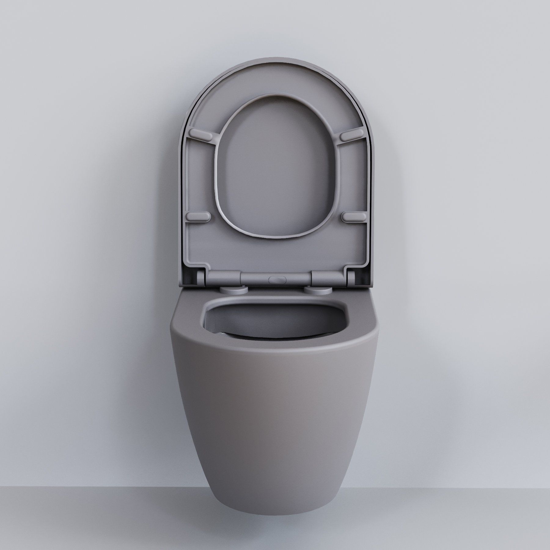 Унитаз Queen 113T20301R (570*360*400) СЕРЫЙ МАТОВЫЙ подвесной БЕЗОБОДКОВЫЙ с толстой крышкой, 2 места