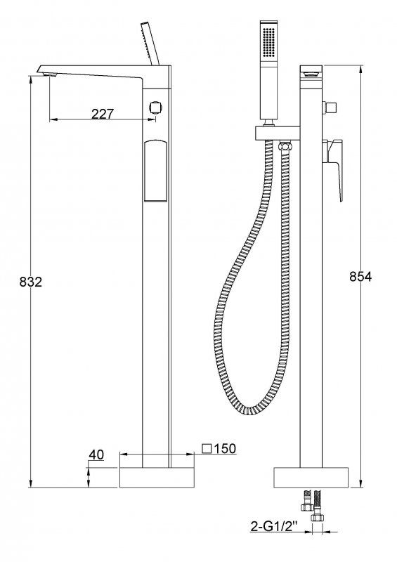 Напольный смеситель для ванны Belbagno ARLIE ARL-FMTA-CRM