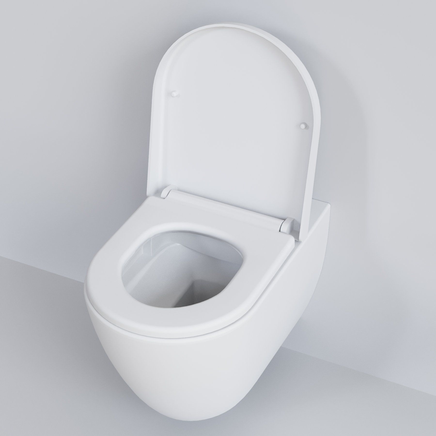 Унитаз Queen 113T20101R (570*360*400) БЕЛЫЙ МАТОВЫЙ подвесной БЕЗОБОДКОВЫЙ с толстой крышкой, 2 места