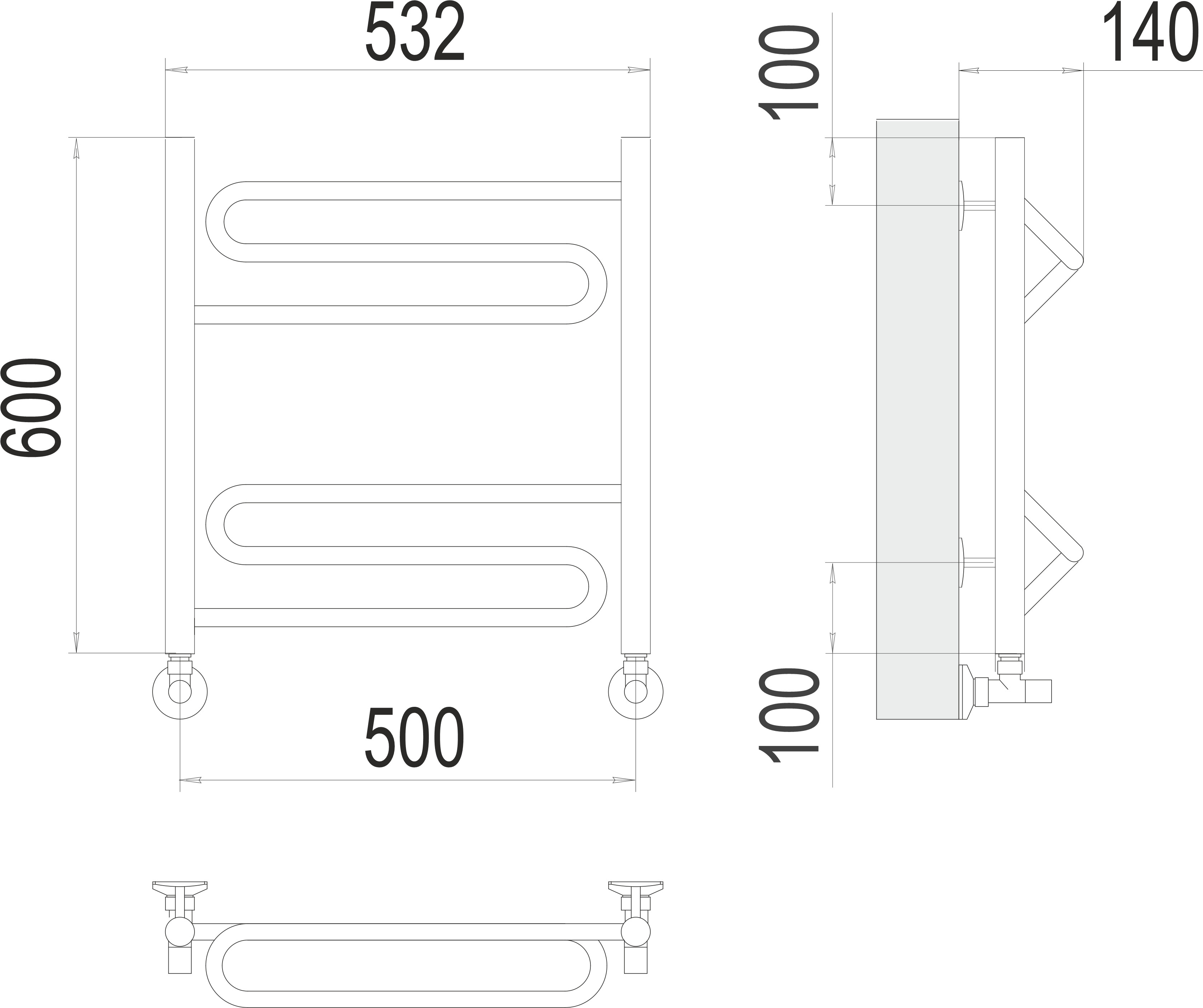 Юпитер П6 500х600 Полотенцесушитель TERMINUS