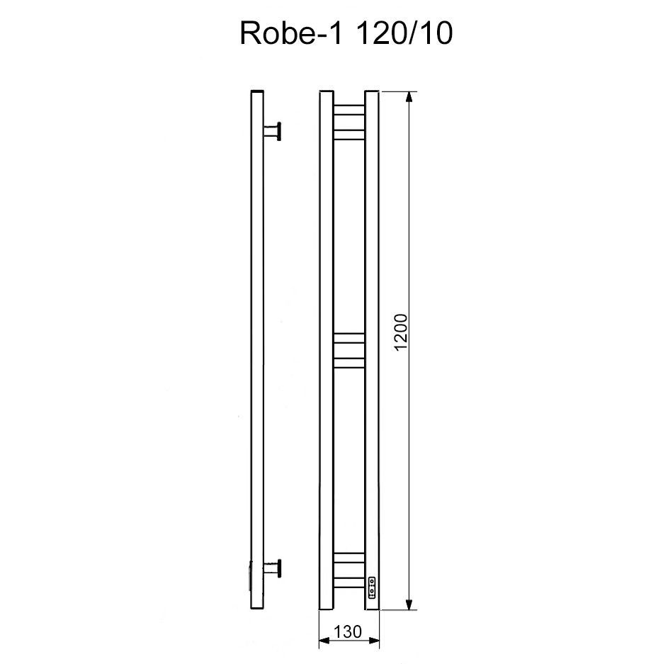 Полотенцесушитель электрический кабельный Ника Robe-1 120/10 RAL9005 черный матовый правый тэн