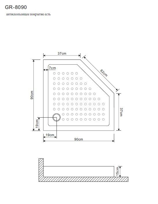 Поддон 90*90*15 трапеция для GR-8090