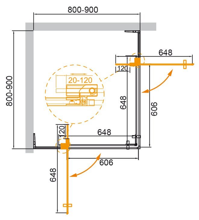 Душевой уголок Cezares SLIDER-A-2-80/90-BR-Cr хром