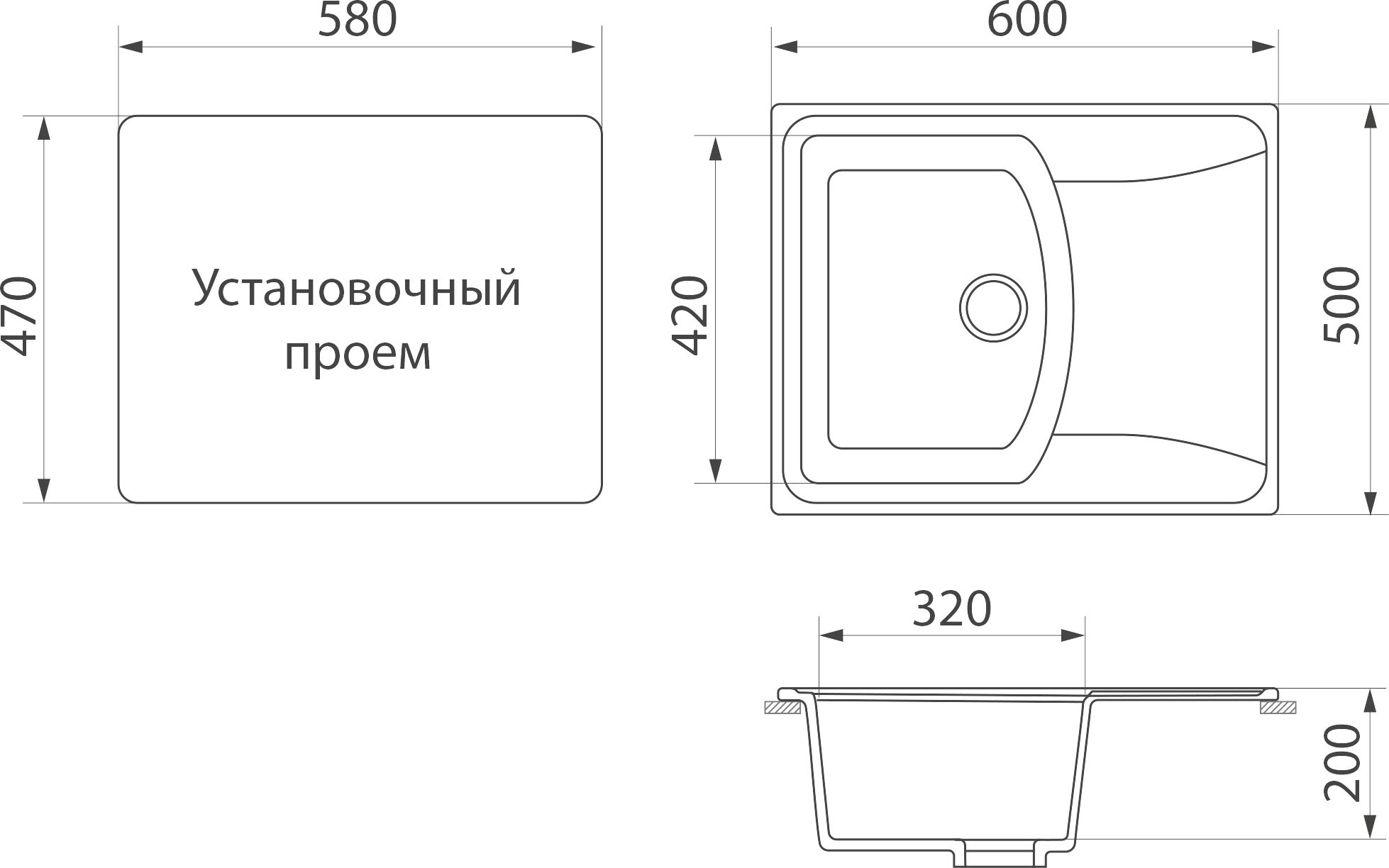 Мойка кухонная Белла BMC-17K-343 антрацит
