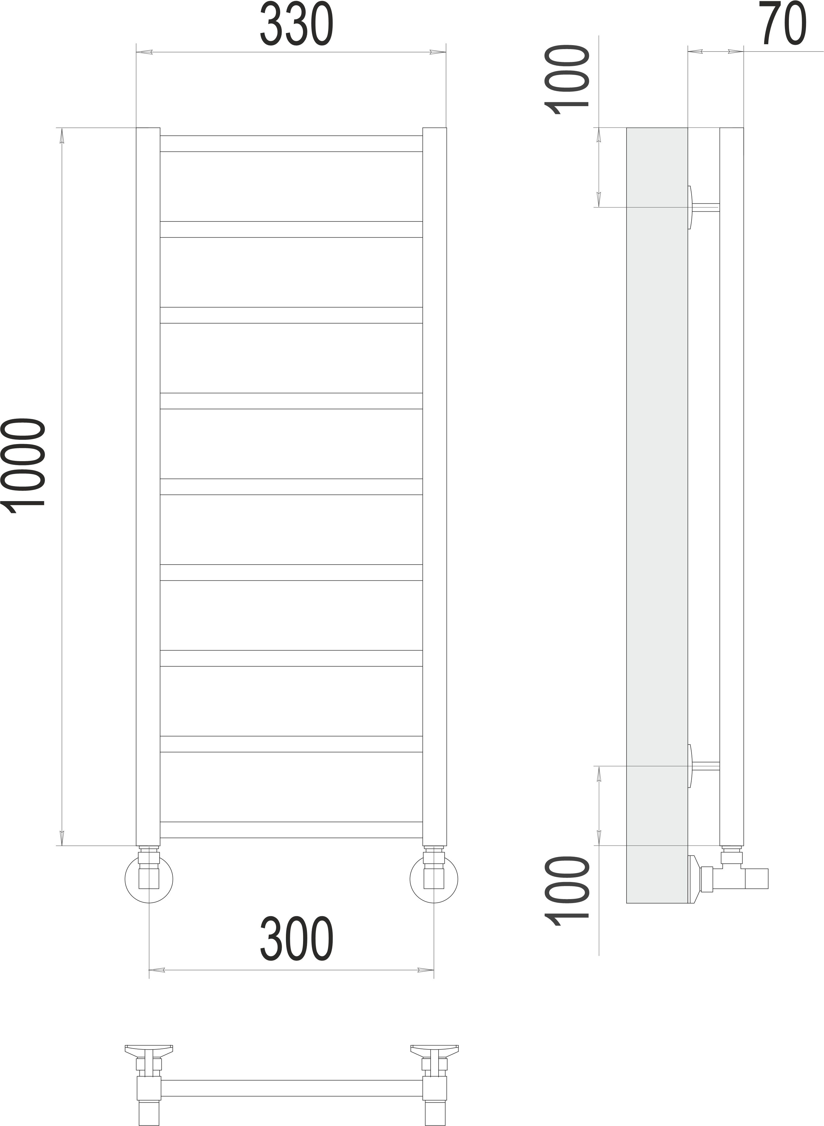 Контур П9 300х1000 Полотенцесушитель TERMINUS