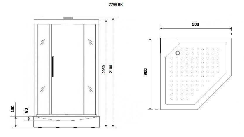 Душ.каб. NG-7790W (900x900х2150) высокий поддон стенки БЕЛЫЕ 4 места