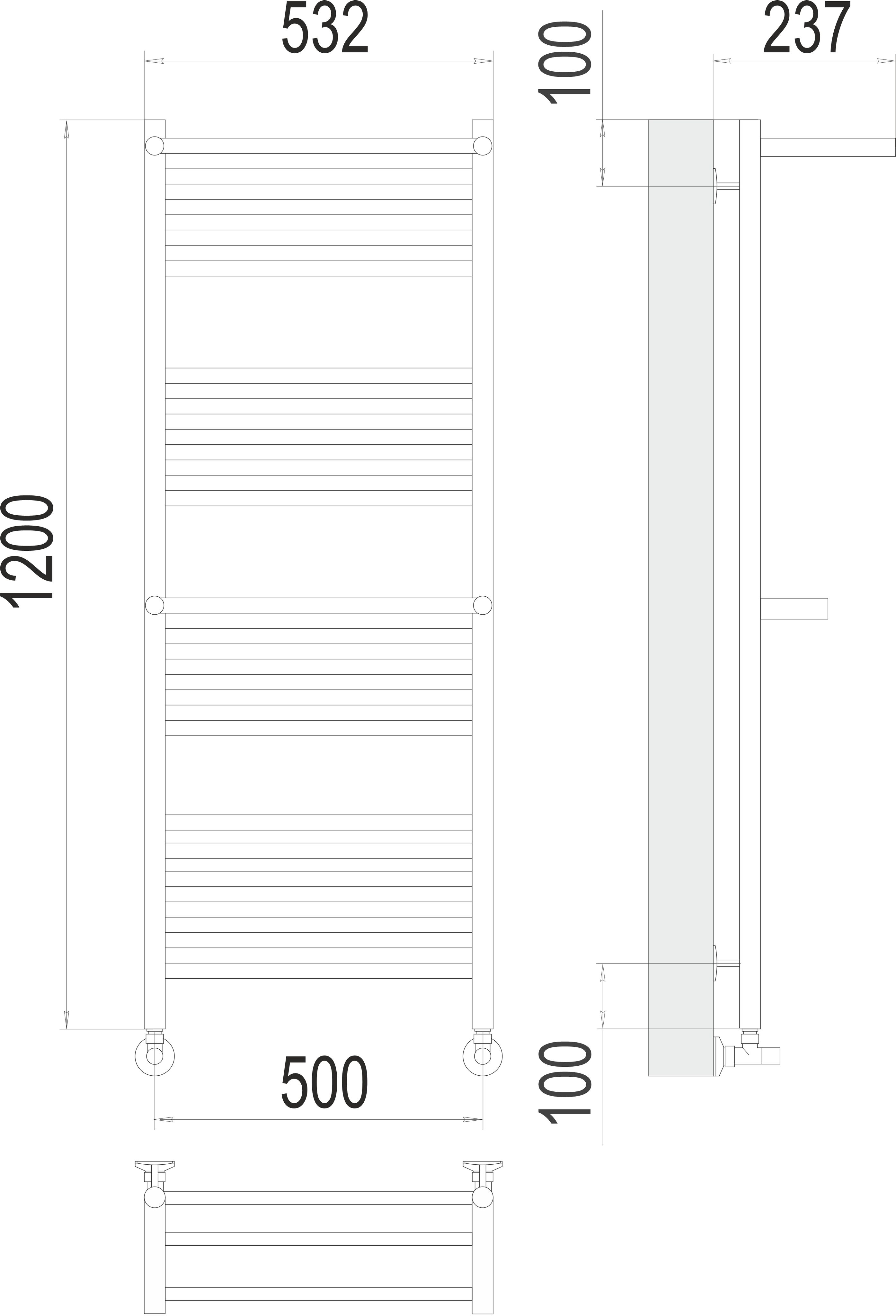 Аврора c 2-мя/п П22 500х1200 Полотенцесушитель TERMINUS