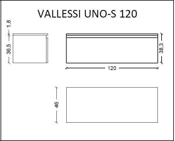 897-120-A mat Boheme Ящик под столешницу 120см АНТРАЦИТ мат. VALLESSI UNO-S