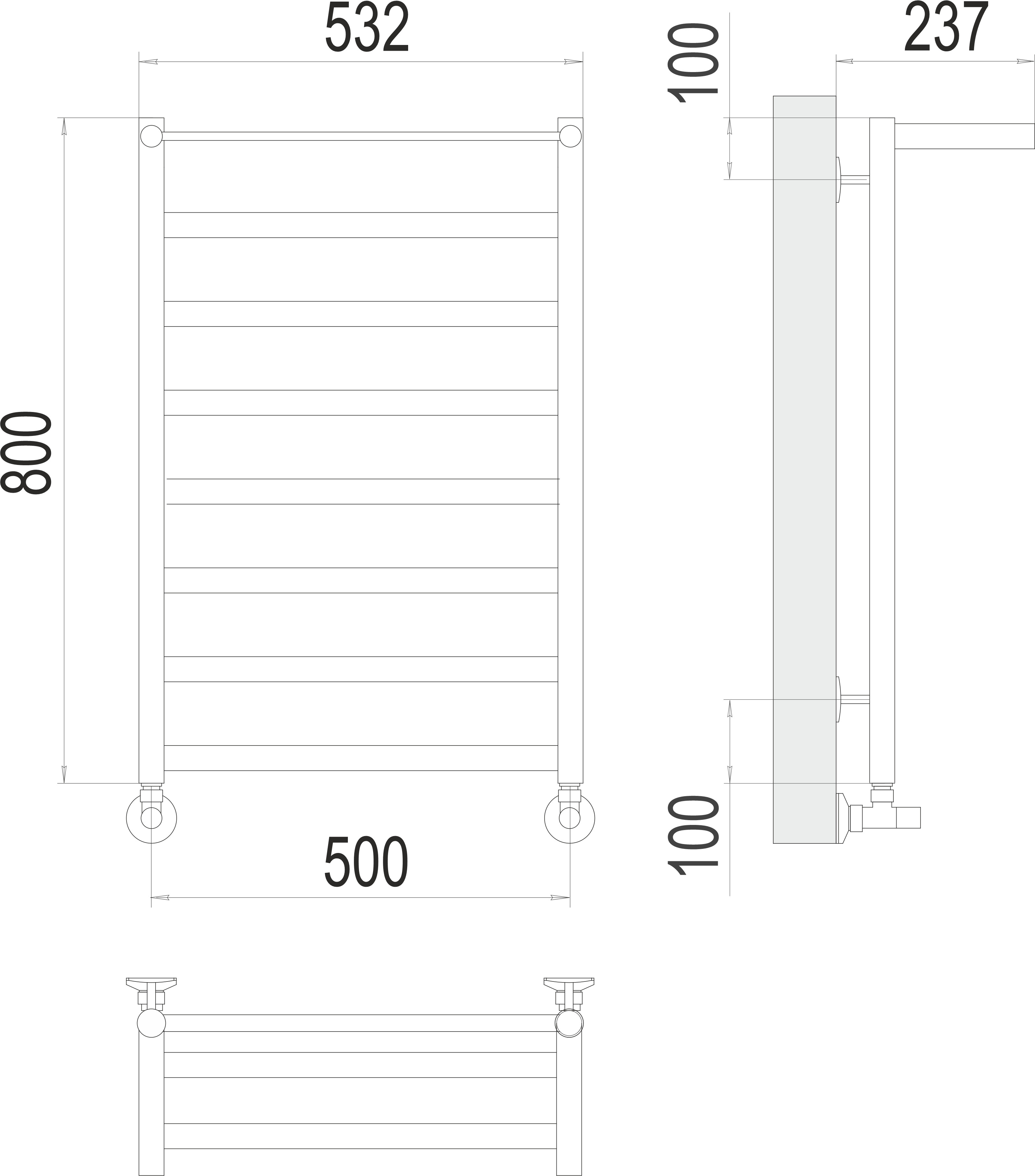 Хендрикс П8 500х800 Полотенцесушитель TERMINUS