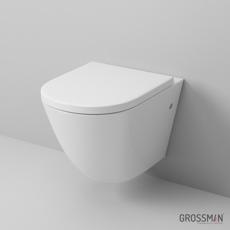 Унитаз Grossman GR-4411S (560*360*350) подвесной безободковый с тонкой крышкой