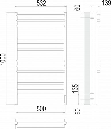 Электрический полотенцесушитель TERMINUS Прато П12 500х1000 (sensor quick touch)