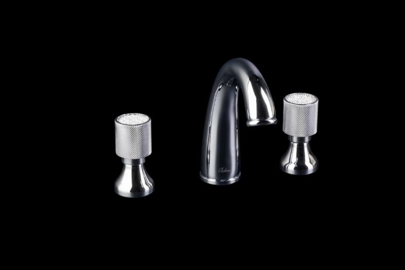 Смеситель для раковины на 3 отв. ROYAL CRYSTAL Black, хром_Комплект