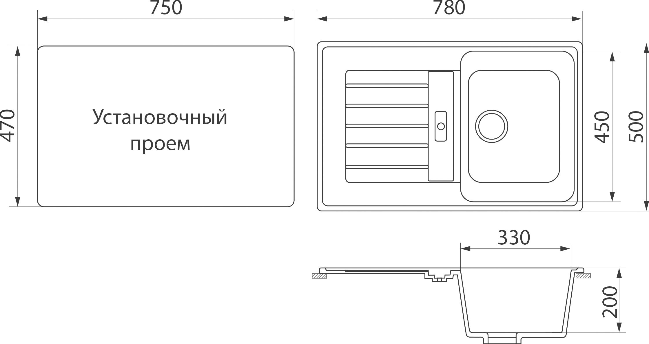 Мойка кухонная Белла BMC-24 серая