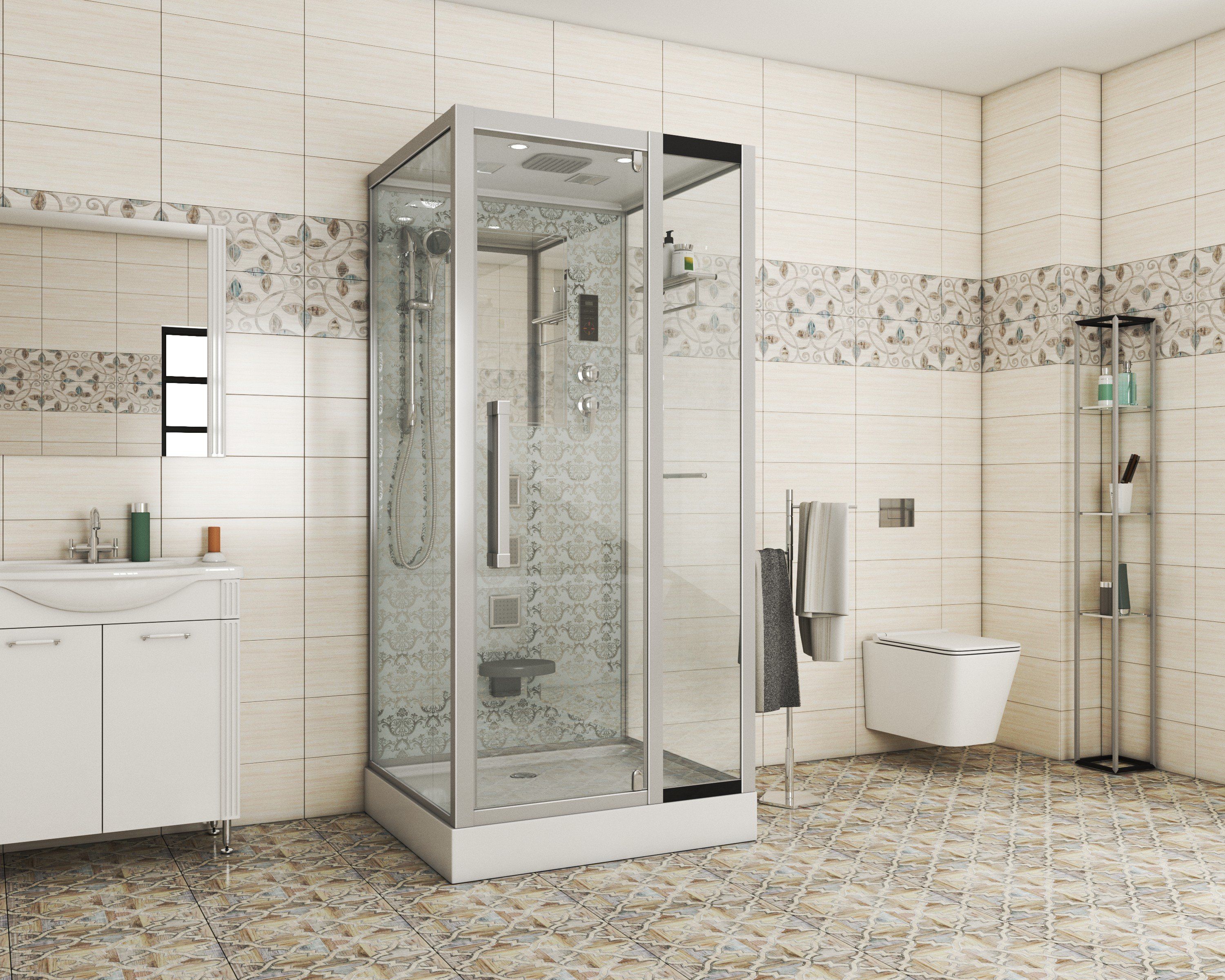 Душ.каб. NG-7714W (1000x900х2150) низкий поддон стенки БЕЛЫЕ 5 мест
