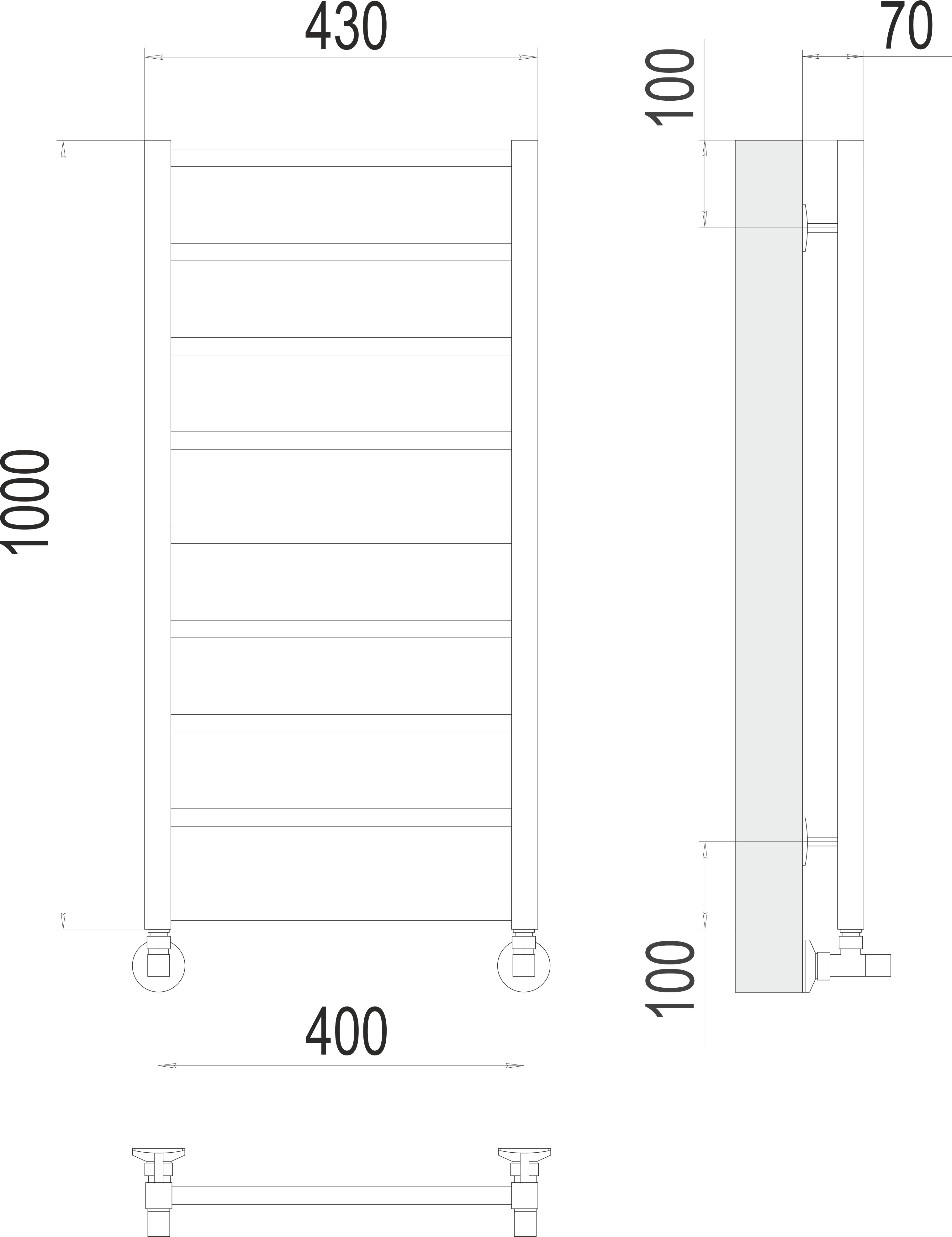 Контур П9 400х1000 Полотенцесушитель TERMINUS