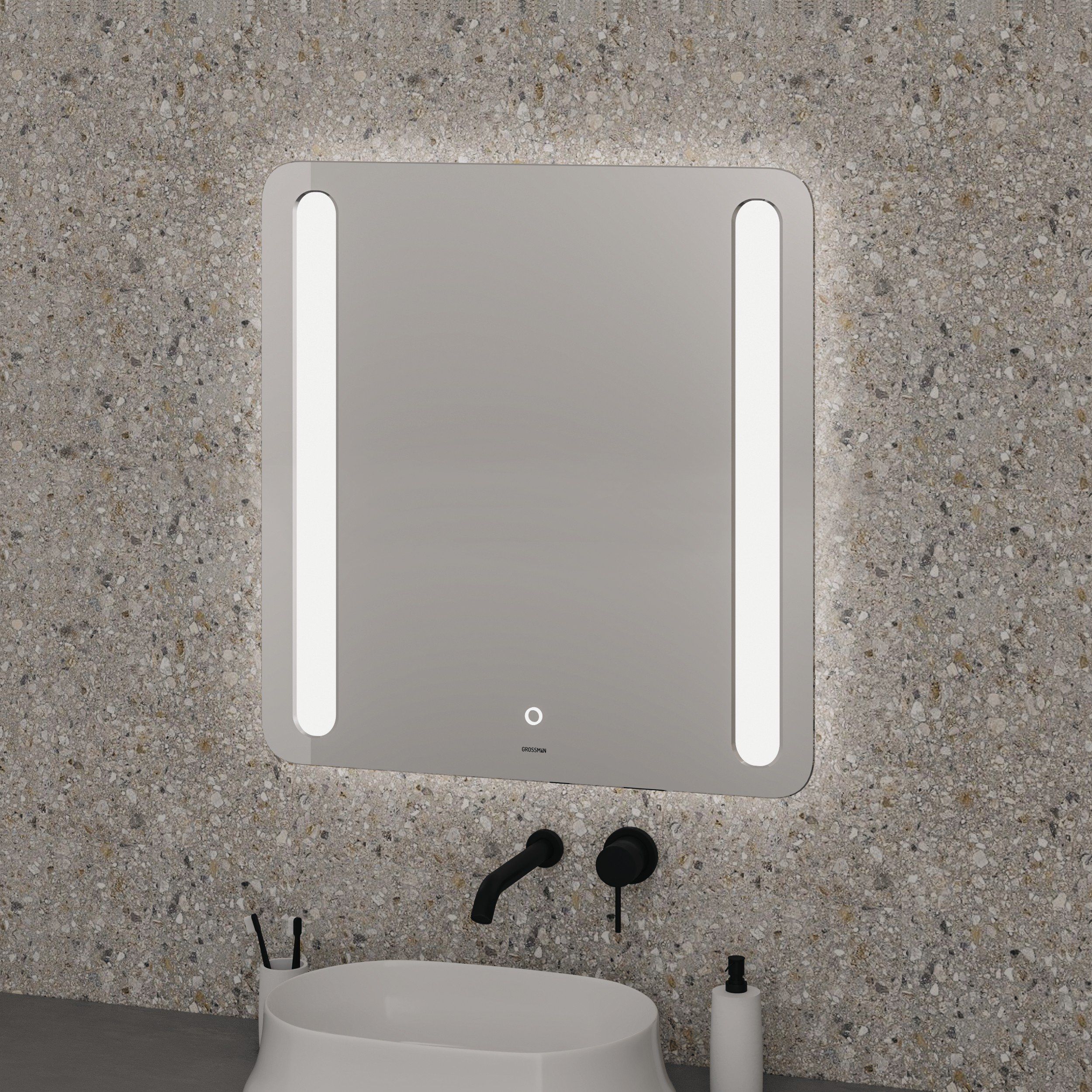 Зеркало LARA (700*800*45) LED с сенсорным выключателем и гравировкой