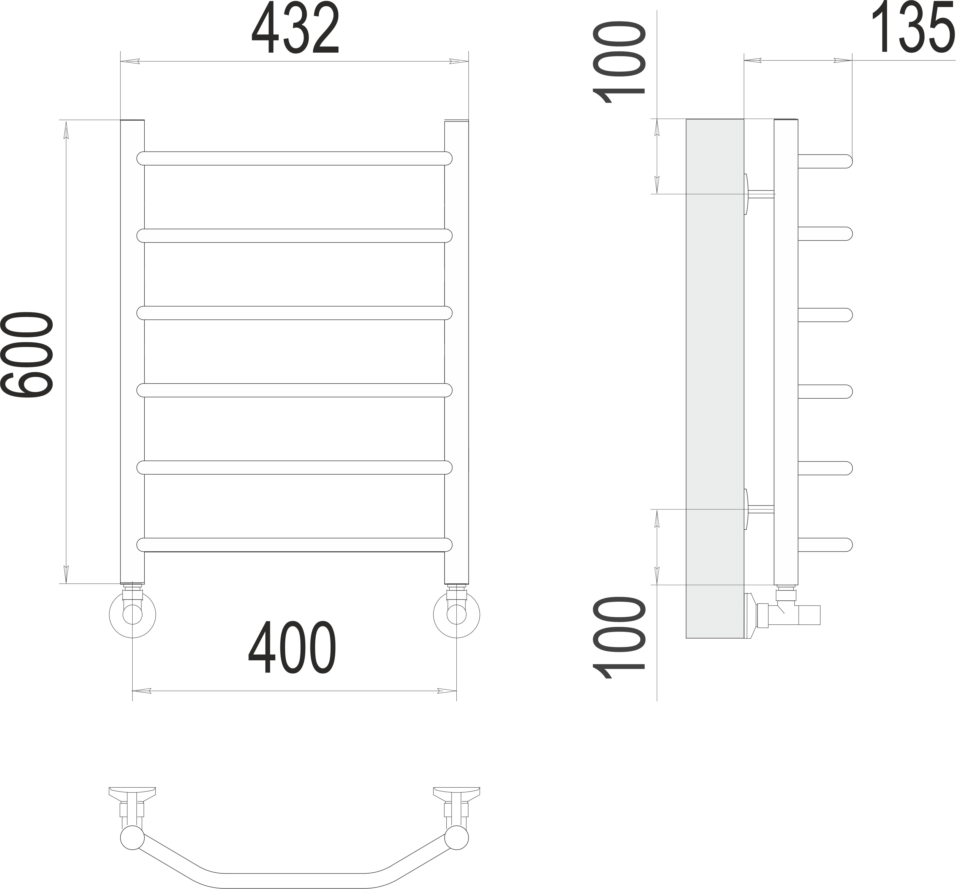 Виктория П6 400х600 Полотенцесушитель TERMINUS