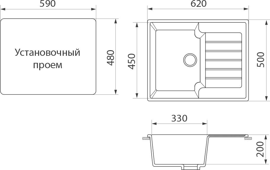Мойка кухонная Белла BMC-13S серая