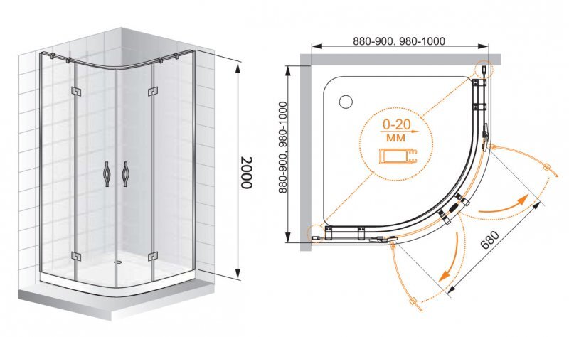 Душевой уголок Cezares Bergamo 90x90 W-R-2-90-ARCO-C-Cr-IV