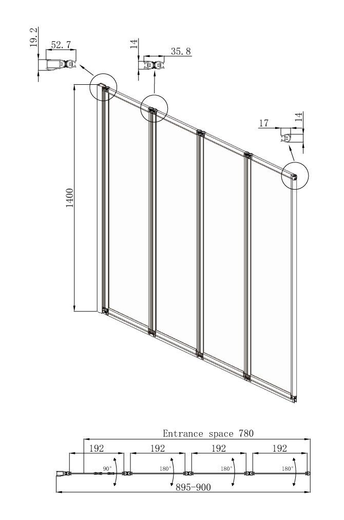 Шторка для ванны Ambassador Bath Screens 16041110L (900x1400), 1 место