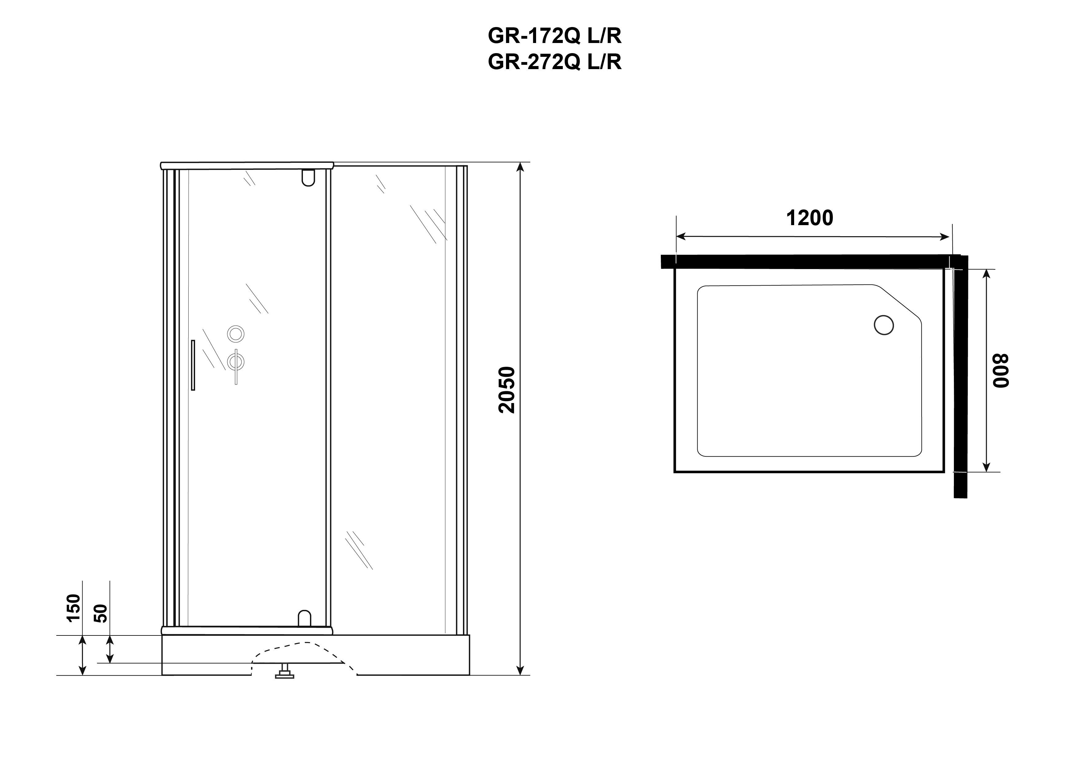 Душ.каб. GR172QL (120*80*205) GROSSMAN Classic 4 места