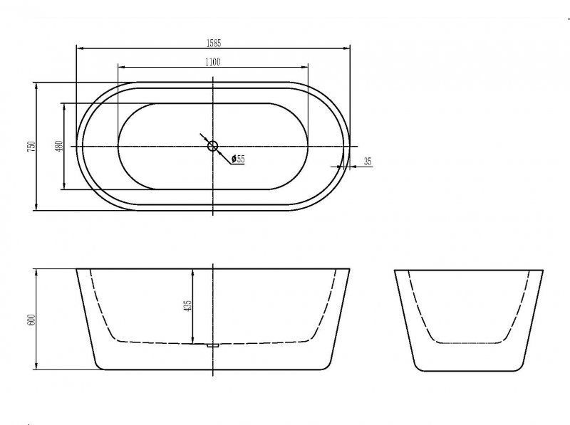 Акриловая ванна BELBAGNO BB306-1585
