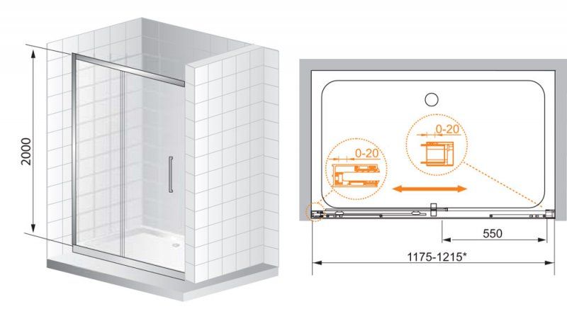 Душевая дверь Cezares Premier Soft 120 W-BF-1-120-C-Cr-IV