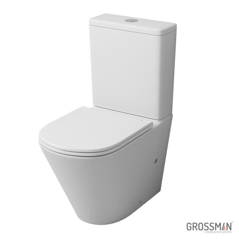 Унитаз Grossman GR-4450MS (605*380*825) белый МАТОВЫЙ напольный безободковый с тонкой крышкой