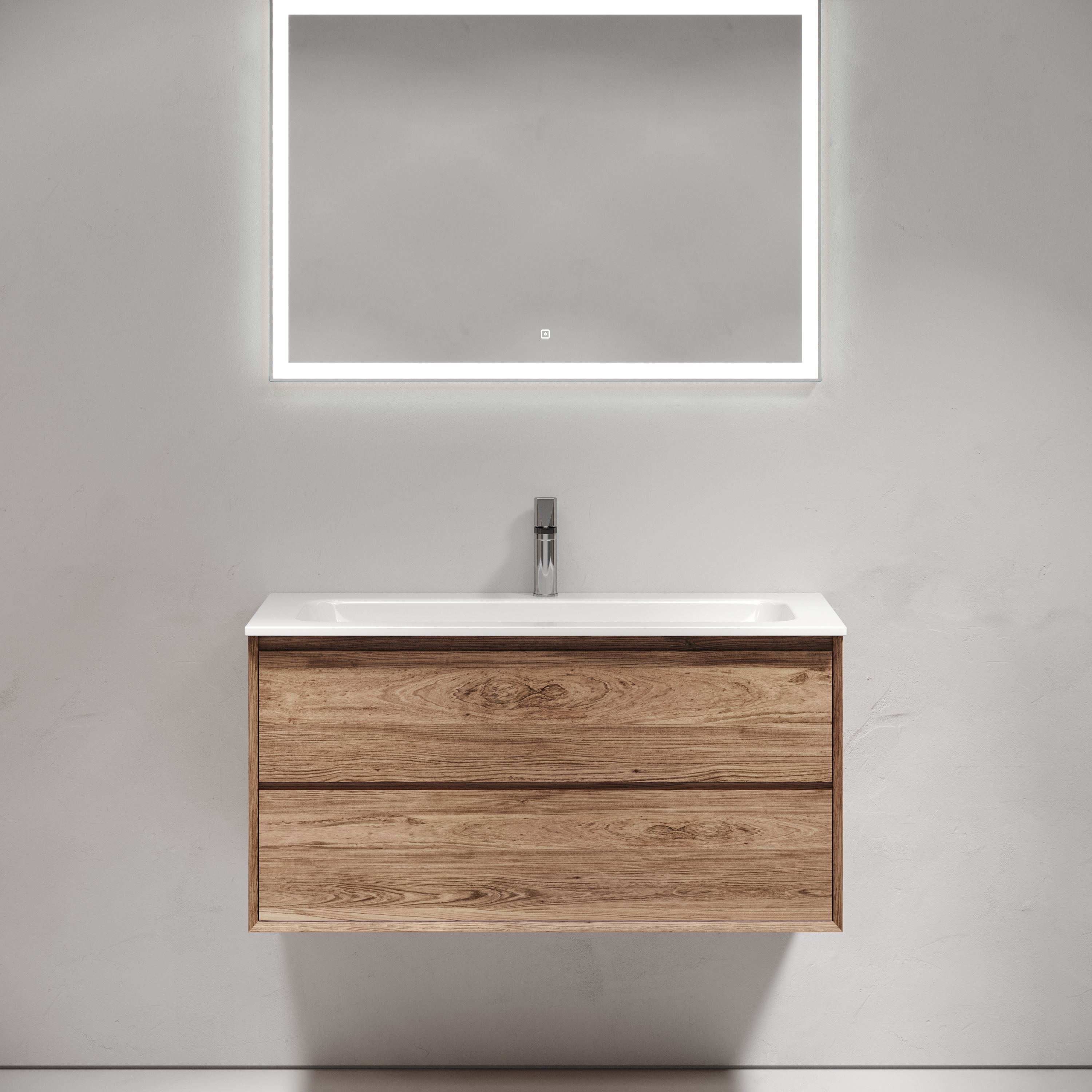 Тумба подвесная SANCOS Marmi 2.0 995х445х520 c двумя ящиками оснащенными доводчиками скрытого монтажа, цвет дуб чарльстон, арт.MR2.0100ECH