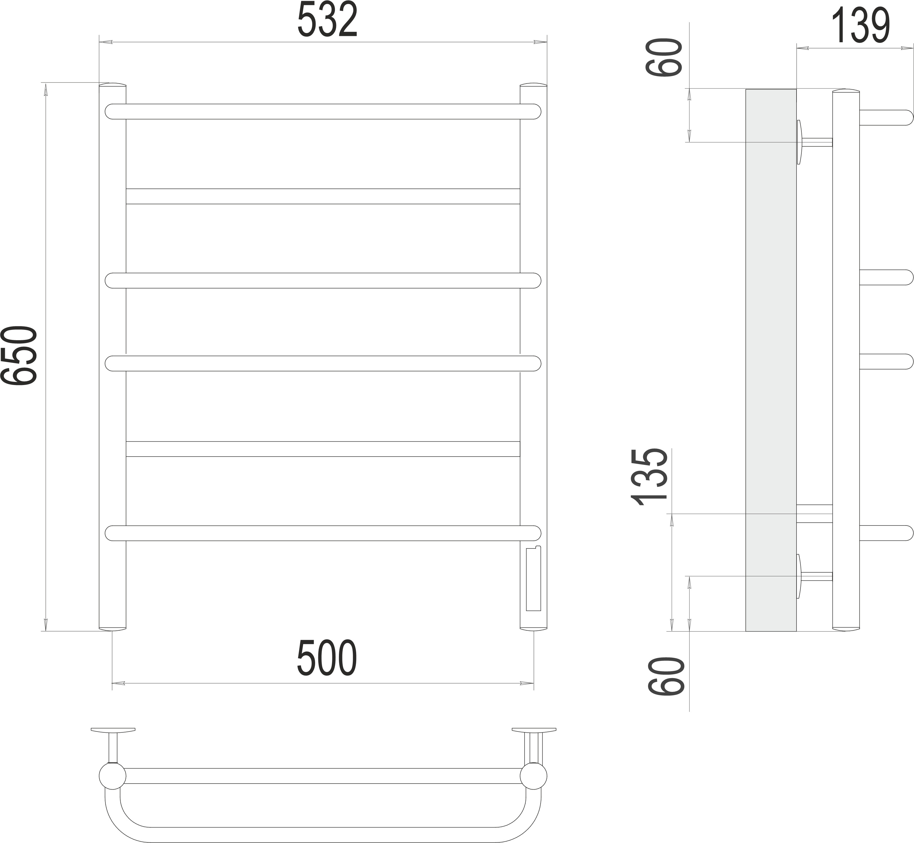 Электрический полотенцесушитель TERMINUS Ватикан П9 500х700 (sensor quick touch)