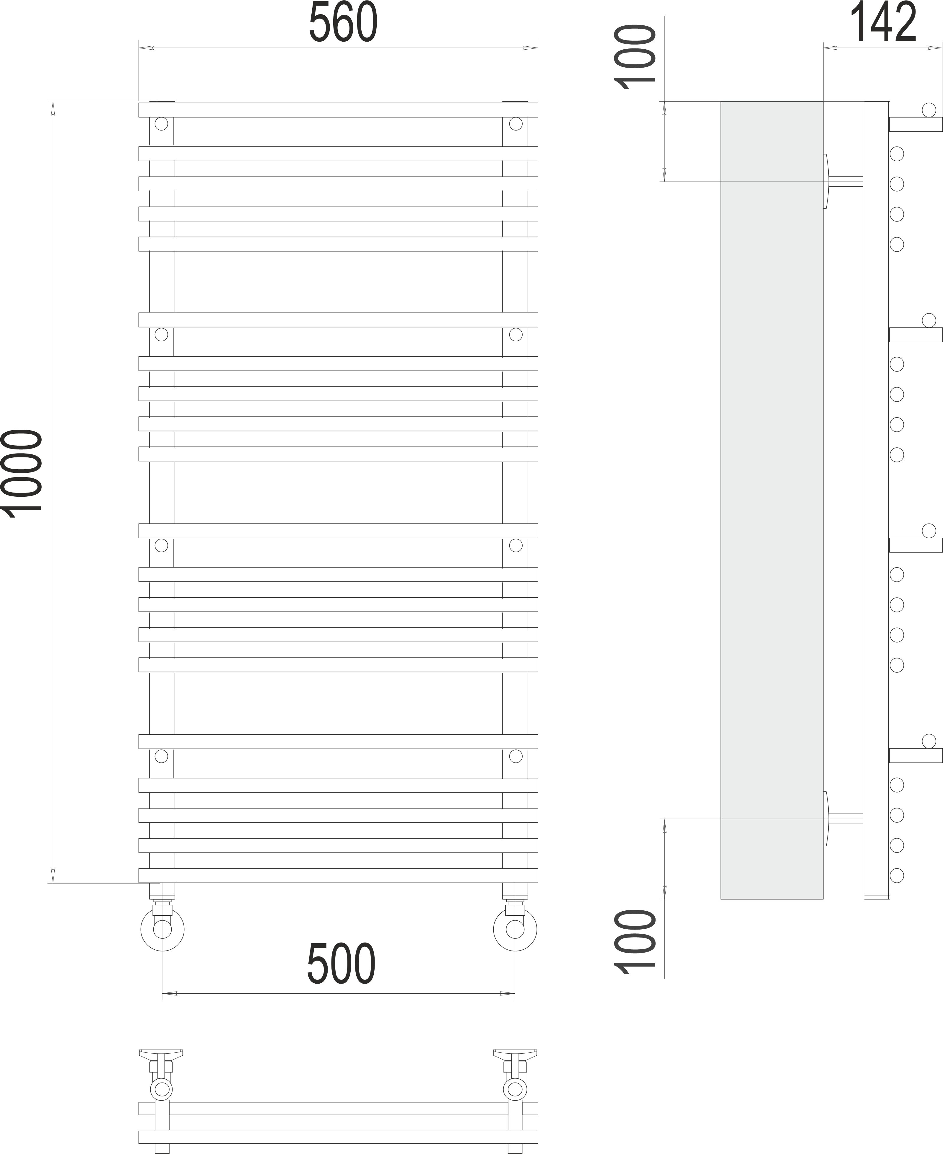 Вента люкс П20 500х1000 Полотенцесушитель TERMINUS