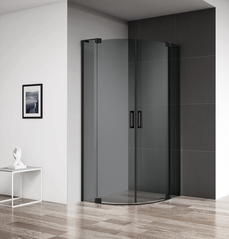 Душевой уголок Cezares SLIDER-R-2-80/90-GRIGIO-NERO черный