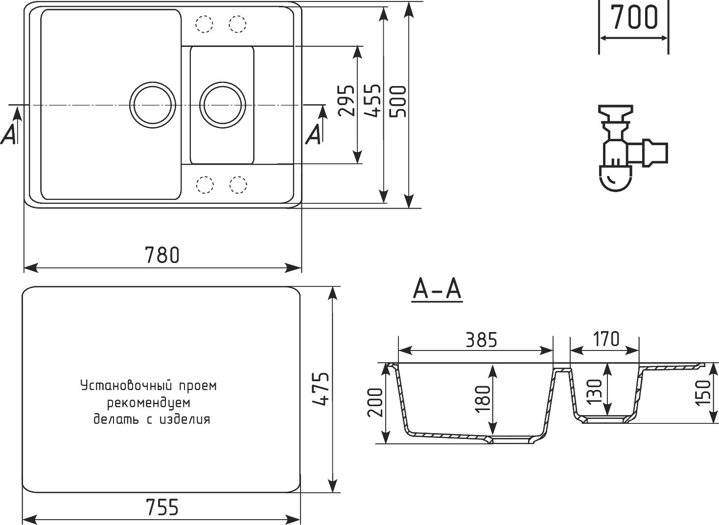 Мойка кухонная Сорренто VZ 780 1,5 K-04 платина