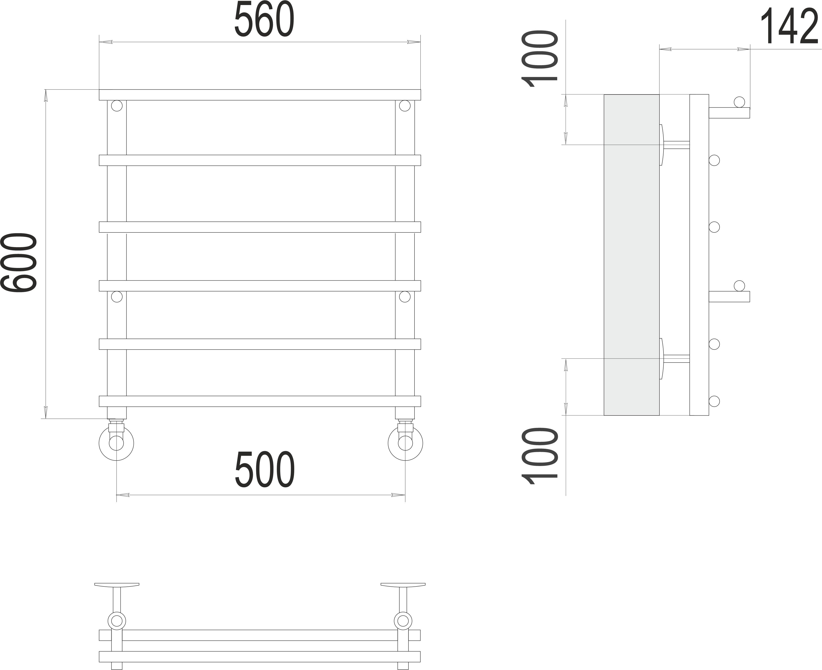 Вента П6 500х600 Полотенцесушитель TERMINUS