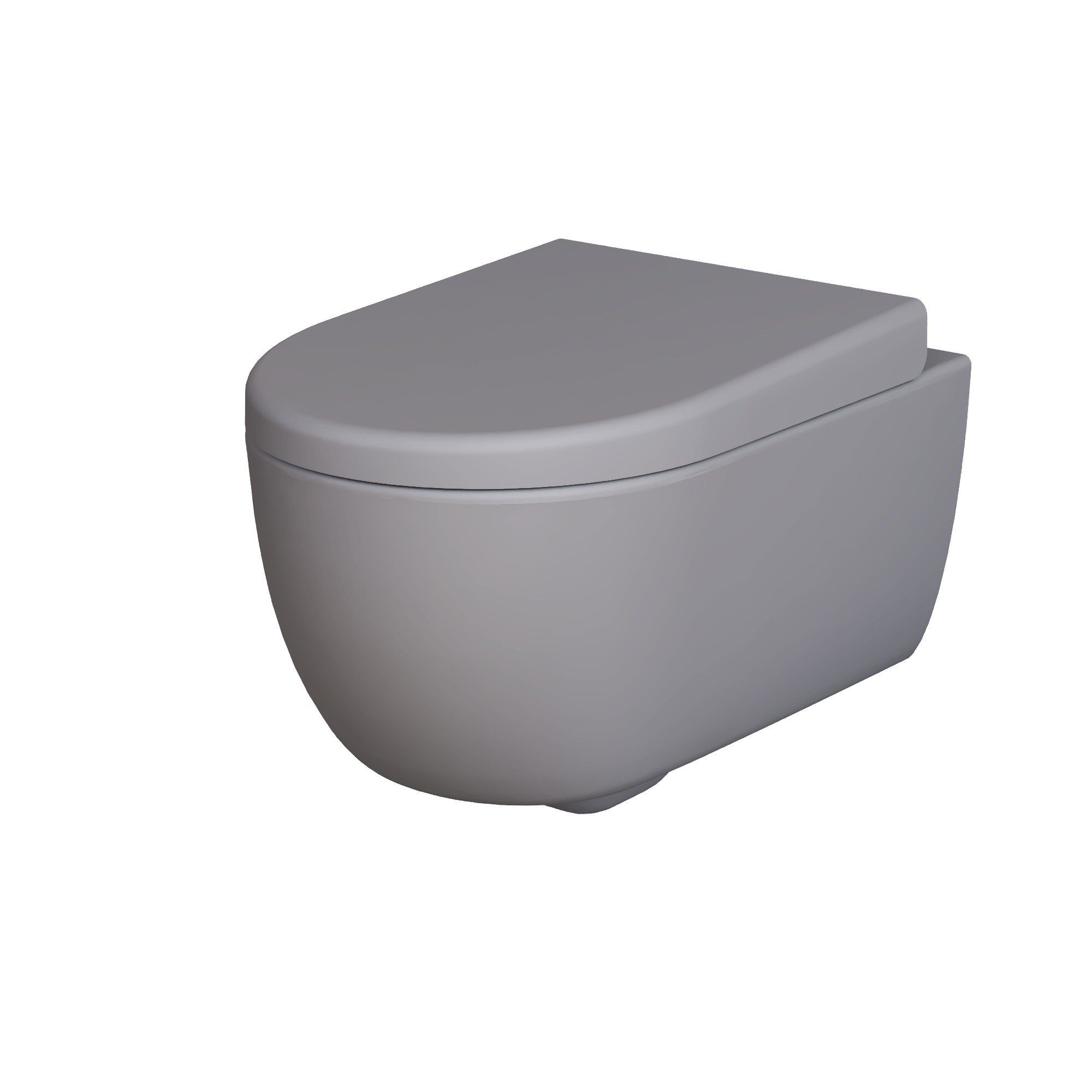 Унитаз Abner 103T20301R (545*360*330) МАТОВЫЙ СЕРЫЙ подвесной БЕЗОБОДКОВЫЙ с толстой крышкой, 2 места