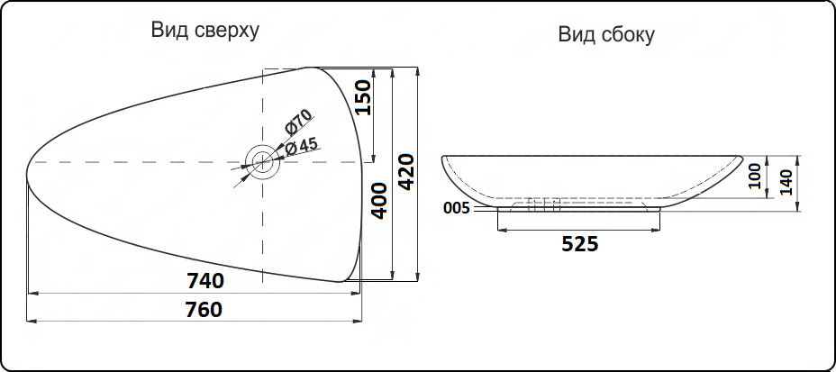 Накладная раковина CeramaLux 7862