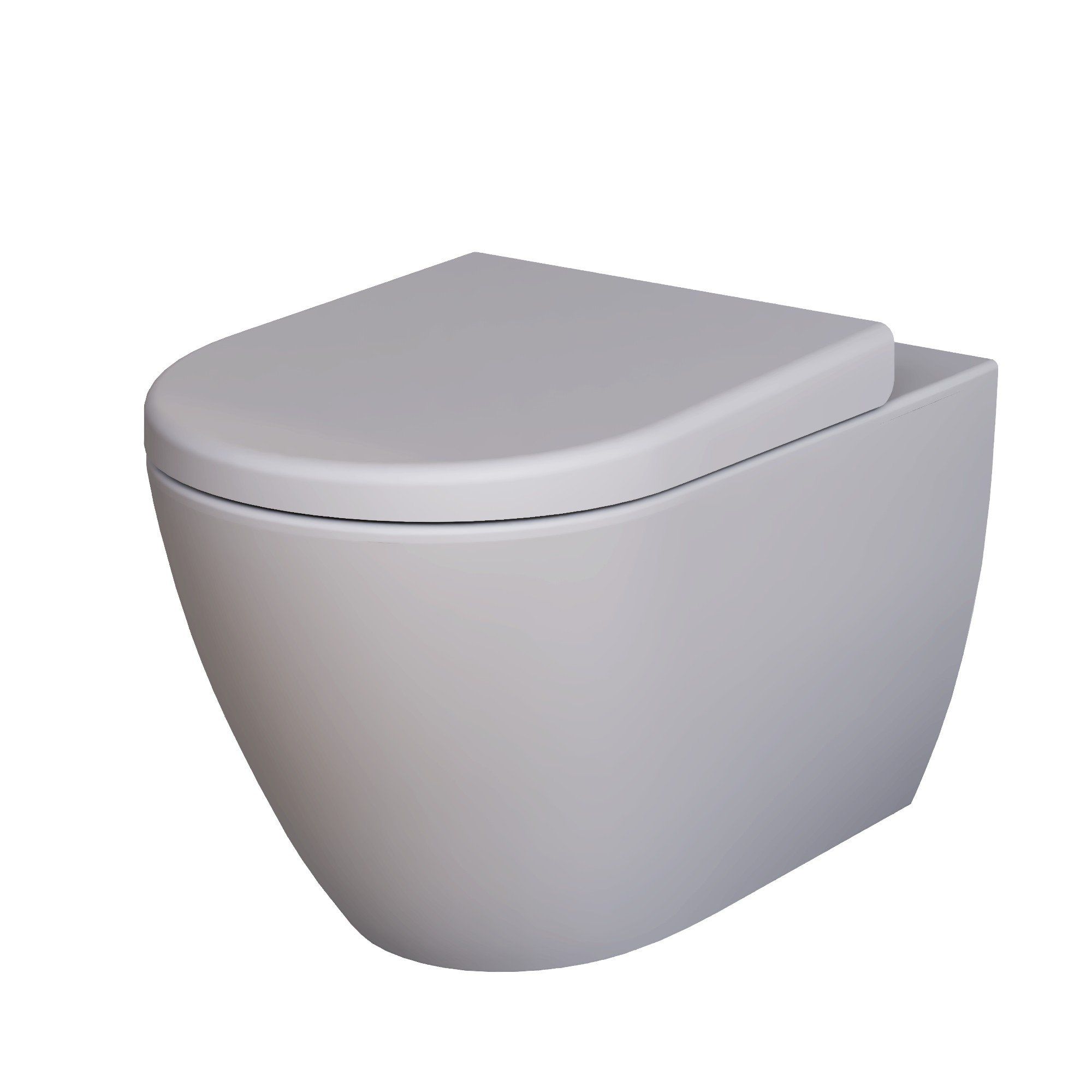 Унитаз Queen 113T20301R (570*360*400) СЕРЫЙ МАТОВЫЙ подвесной БЕЗОБОДКОВЫЙ с толстой крышкой, 2 места