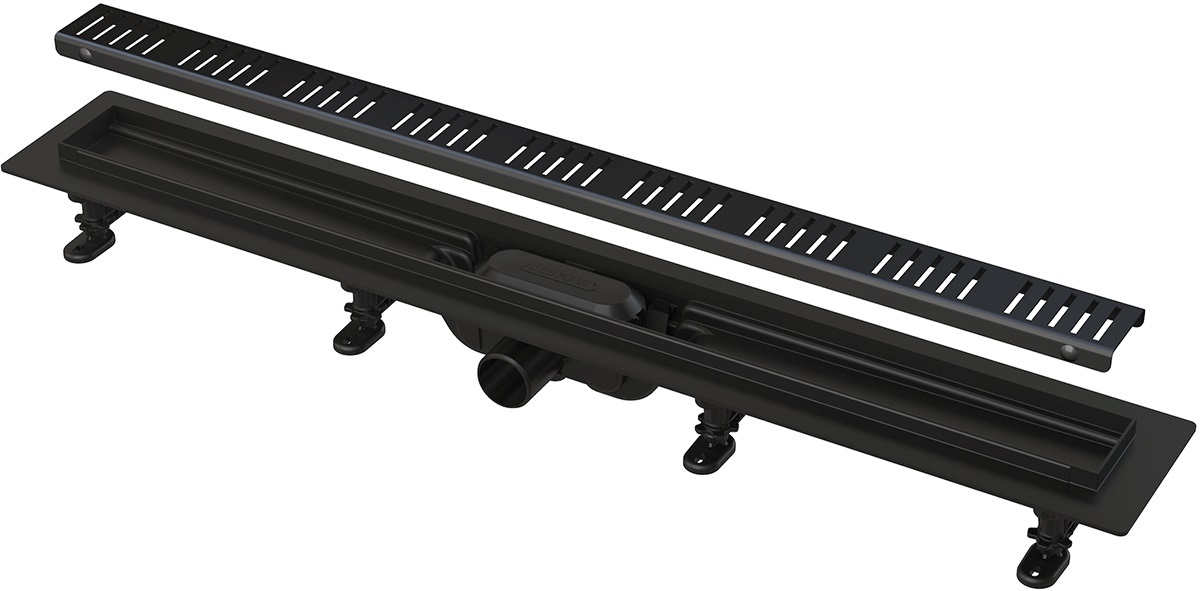 Душевой лоток AlcaPlast APZ10BLACK-550M чёрный матовый с решеткой и опорами